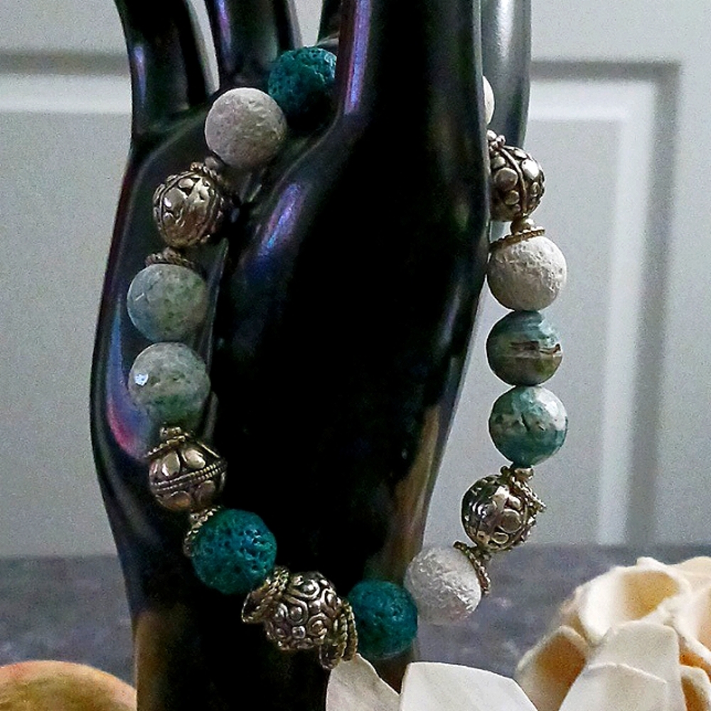 Unisex Lava Stone Bracelet.